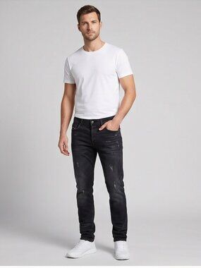Diesel Jeans Mens Tepphar Slim Carrot Button Fly Distressed Black
